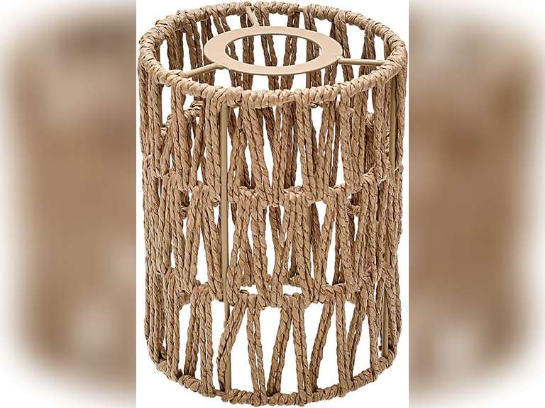 1 Pack Rattan Lamp Shade Small, Boho Hanging Light Shades Vintage Pendant Light Shade Replacement, Cylinder Woven LampShades for Floor Lamps Pendant Light Chandelier Wall Sconces Light Fixture Shades 13