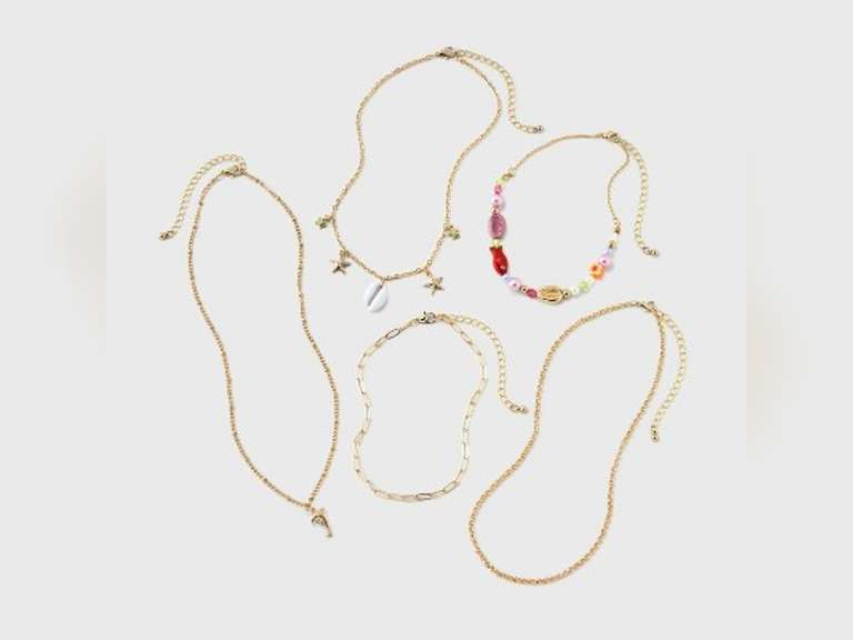 Girls' 5pk Mixed Necklace Set with Sea Life Charms - art class 8