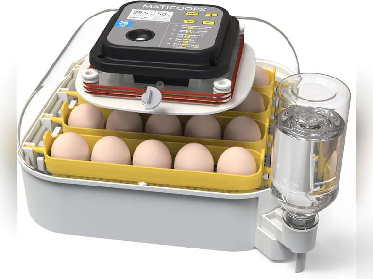 MATICOOPX 20 Egg Incubator with Humidity Display, Egg Candler, Automatic Egg Turner, for Hatching Chickens 100