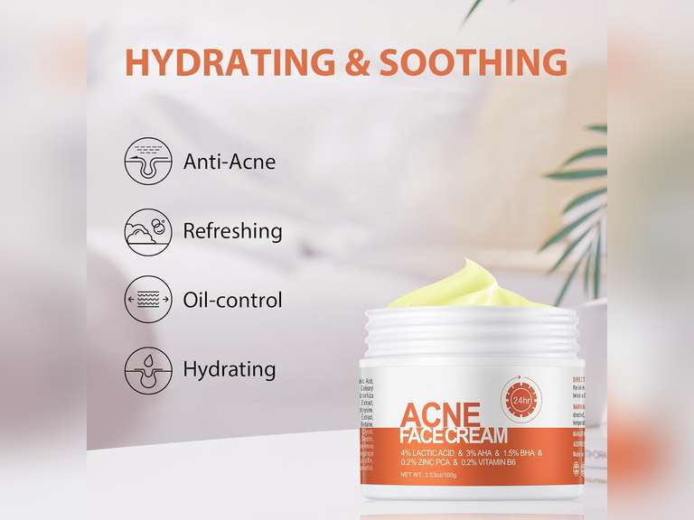 Acne Cream, Salicylic Acid Cystic Acne Treatment For Face, Back Butt Acne Treatments Creams, Acne Spot Treatment for Face Body, Acne Clearing Pimple Cream for Teens & Adults, Acne Moisturizer 10