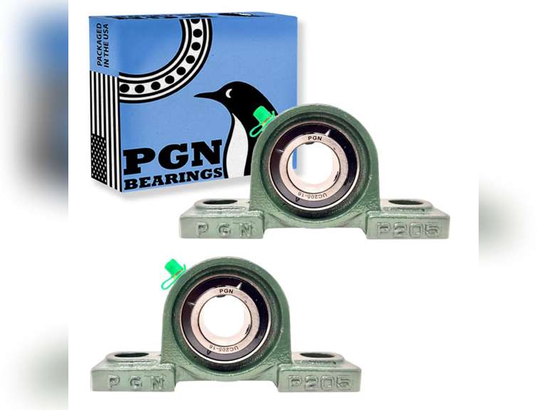 PGN UCP205-16 Pillow Block Bearing - Pack of 2 Mounted Chrome Steel Bearings with 1" Bore - Self Alignment 16