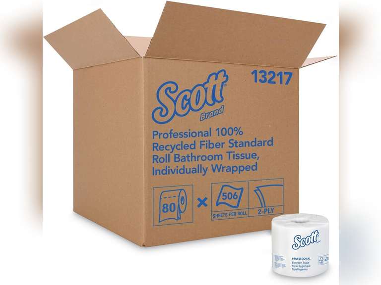 Scott Kimberly-Clark Professional 13217 100% Recycled Fiber Roll Bathroom Tissue- 550 Sheets/Roll- 80/Carton 73