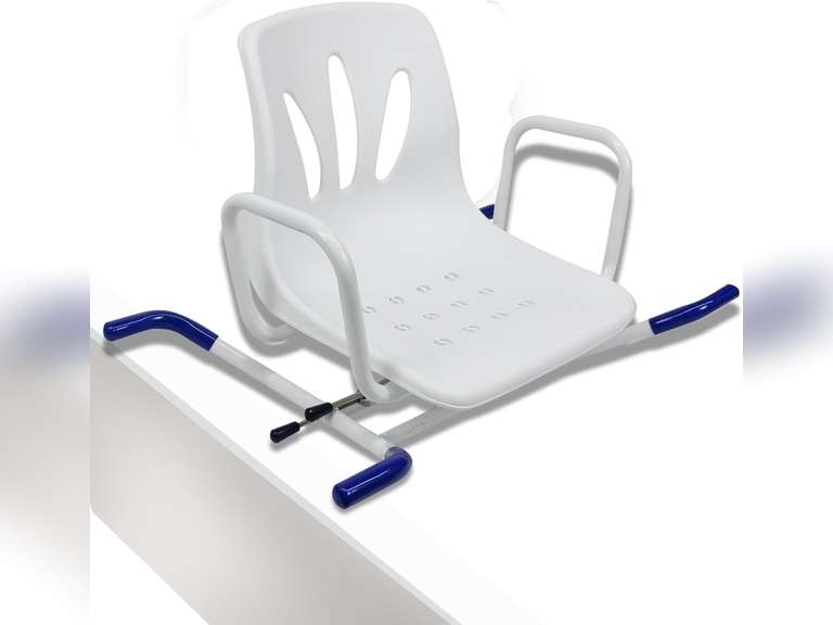 360 Swivel Shower Chair for Bathtub, Adjustable Space Saving Design for Tubs, Inside Shower, Tub Transfer Chair for Elderly, Seniors and Disabled, White 79