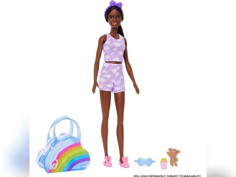 Barbie Doll Clothing, Deluxe Keychain Bag with Slumber Party Themed Accessories (1 Outfit) 11