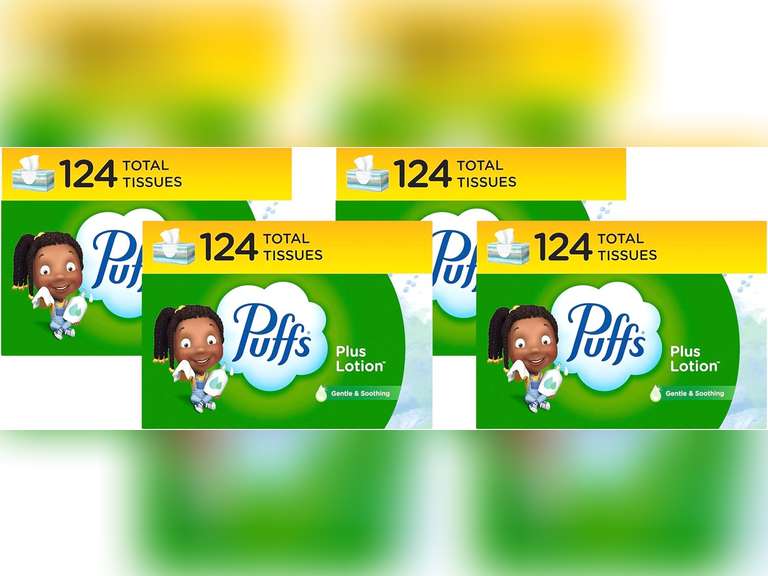 Puffs Plus Lotion Facial Tissue, 1 Family Box, 124 Tissues Per Box (Pack of 7) 9