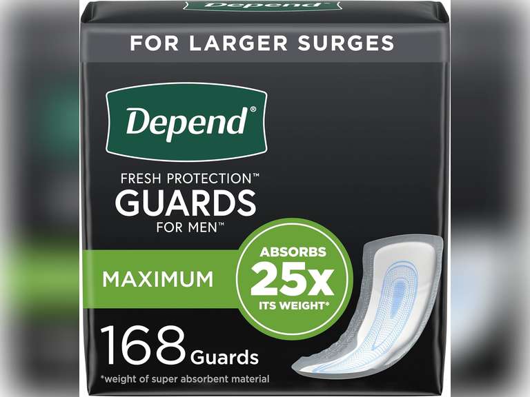 Depend Incontinence Guards/Incontinence Pads for Men/Bladder Control Pads, Maximum Absorbency, 168 Count (2 Packs of 84), Packaging May Vary 43