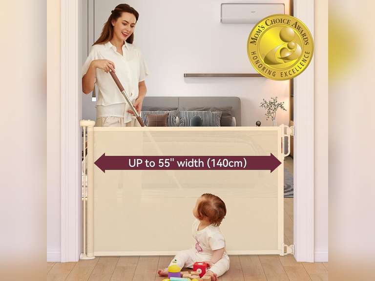 Momcozy Retractable Baby Gate, 33" Tall, Extends up to 55" Wide, Child Safety Baby Gates for Stairs, Doorways, Hallways, Indoor, Outdoor 41