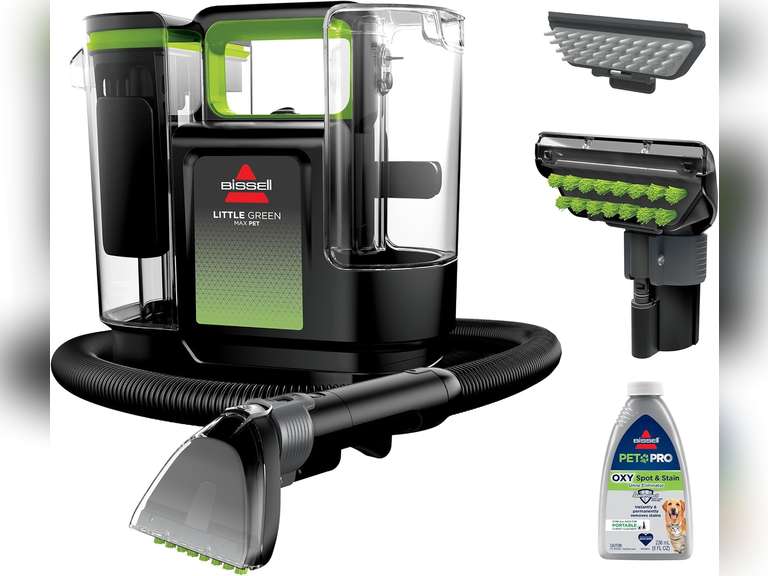 BISSELL Little Green Max Pet Portable Carpet and Upholstery Deep Cleaner, Car/Auto Detailer, with Self-Cleaning Tough Stain Tool and Pet Hair Removal Tool (3860) 140