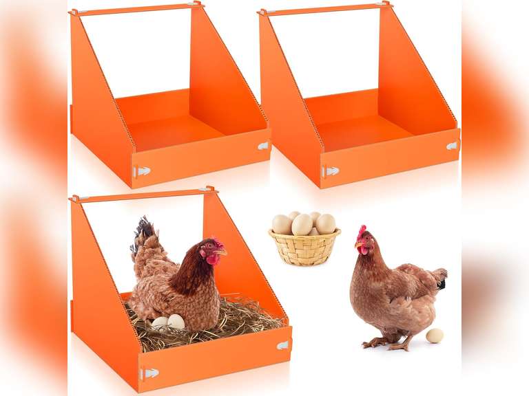 Nesting Boxes for Chickens, 3 Pack Plastic Chicken Nesting Box for Laying Eggs 21
