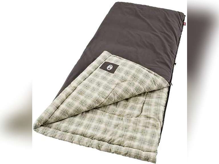 Coleman Heritage Big & Tall Cold-Weather Sleeping Bag - 10F Camping for Adults, Comfortable & Warm Flannel for Outdoor Use, Fits Adults up to 6ft 7in Tall 77