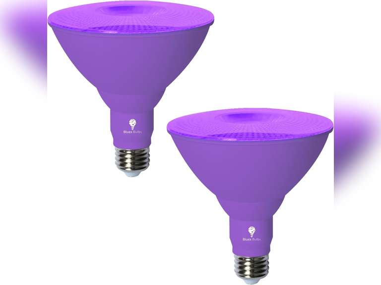 Bluex Bulbs 2 Pack LED Par38 Flood Purple Light Bulb - 18W (120Watt Equivalent) - Dimmable - E26 Base LED Lights, Party Decoration, Porch, Home Lighting, Holiday Halloween Purple Flood Lights Bulb. 20