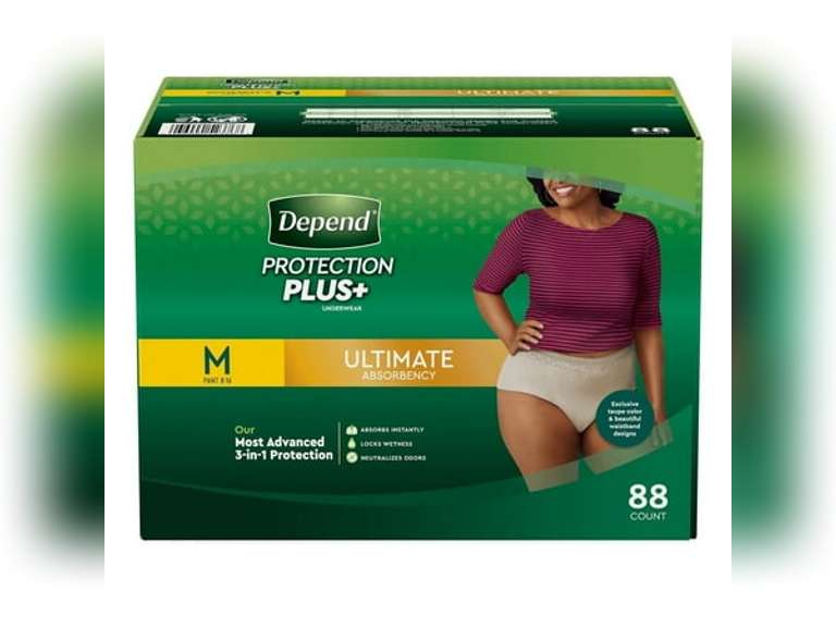 Depend Protection Plus Ultimate Underwear for Women, Medium (88 Count) 69