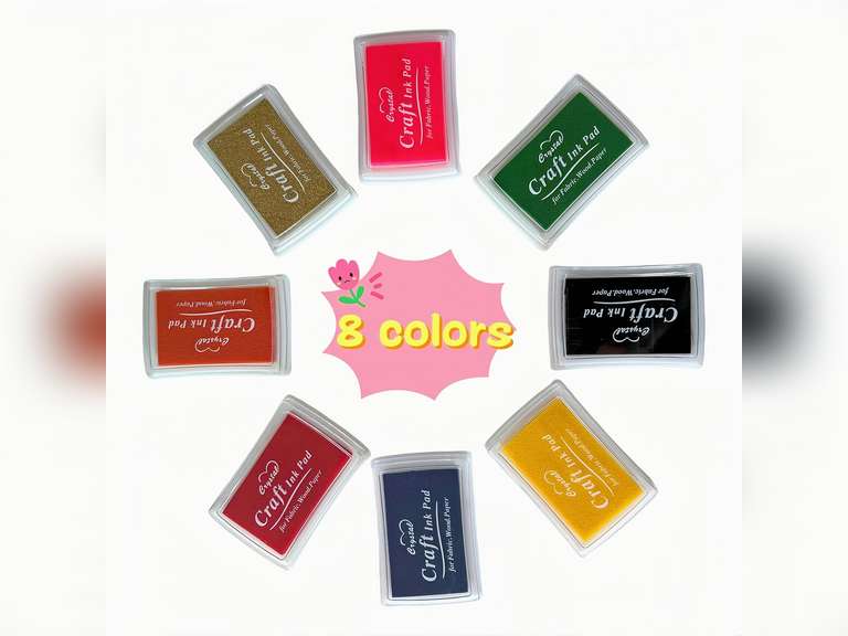 YIIISTONE Craft Ink Pad,Washable Ink Pads,Multicolor Ink Pads for Rubber Stamps, Paper, Scrapbooking, Wood Fabric, DIY Stamp Ink Pads Reusable Quick-Drying, odorless Ink Pads (Pack of 8) 10
