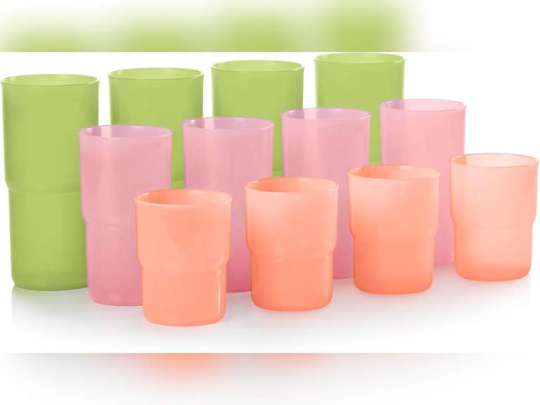 Tupperware Tabletop 12 Count Tumbler Cup Set in 8, 12 and 18 Fl. Oz. (4 of each) Dishwasher Safe and BPA Free 40