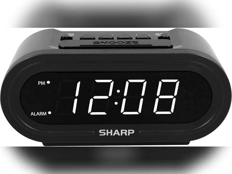 SHARP Digital Alarm with AccuSet - Automatic Smart Clock, Never Needs Setting (Midnight Black-White LED) 14