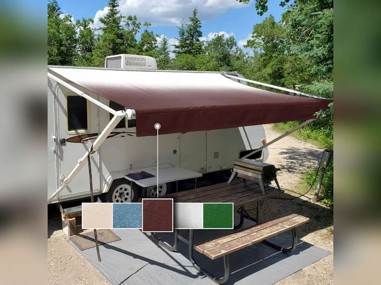 RV Awning Fabric Replacement Standard Grade Premium Vinyl 1000D Universal Fit 12-22 Feet Cold-Crack Tested at -25 F Reinforced RV Awning Replacement Fabric (12'(Fabric 11'2"), Burgundy Fade) 115