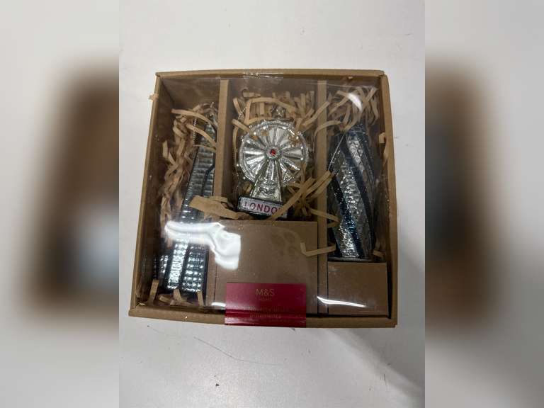M&S 3ct Modern London Glass Christmas Tree Ornament Set 15