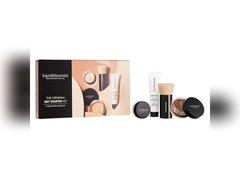 bareMinerals Original Get Started Kit, 4 Piece Mini Mineral Makeup Includes Original Loose Foundation, Face Primer, Setting Powder, Brush, Travel Sizes, Must-Have Kit, Vegan 39