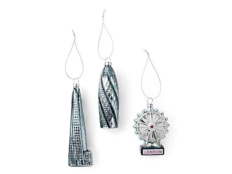 M&S 3ct Modern London Glass Christmas Tree Ornament Set 15