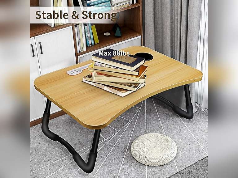 ICARE Laptop Bed Desk, Portable Foldable Laptop Lap Desk Tray Table with USB Charge Port/Cup Holder/Storage Drawer, for Bed/Couch/Sofa Working, Reading(similar model) 34