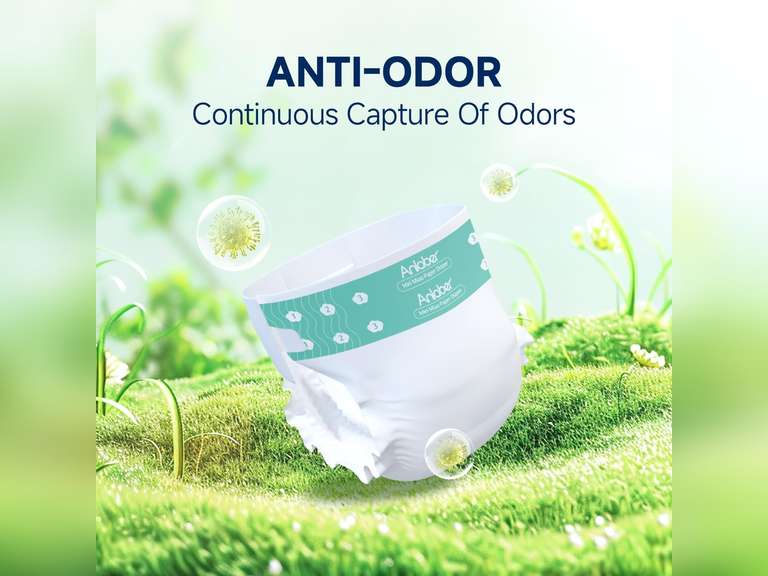 Adult Diapers with Maximum Absorbency, Unisex Disposable Incontinence Underwear with Tabs, Odor Control, Medium, 33.8'~46.8', 60 Count 60