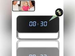 Security Camera with Alarm Clock, Nanny Cams Wireless with Cell Phone App, Home Surveillance HD Camera with Night Vision/Motion Detection, BLACK, FF-AB1 54