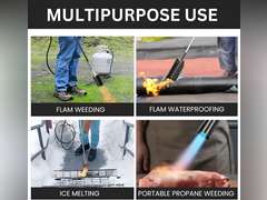 High Output 800,000 BTU Propane Torch Kit with Turbo-Blast Trigger, Self-Ignition, 10FT Hose, and Storage Bag - Ideal for Efficient Weed Control, Professional Roofing, and Melting Projects, Black 27