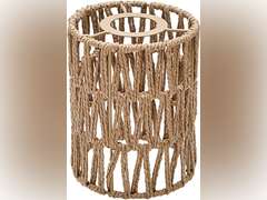1 Pack Rattan Lamp Shade Small, Boho Hanging Light Shades Vintage Pendant Light Shade Replacement, Cylinder Woven LampShades for Floor Lamps Pendant Light Chandelier Wall Sconces Light Fixture Shades 13
