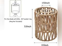 1 Pack Rattan Lamp Shade Small, Boho Hanging Light Shades Vintage Pendant Light Shade Replacement, Cylinder Woven LampShades for Floor Lamps Pendant Light Chandelier Wall Sconces Light Fixture Shades 13