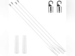 Bokon 4 Pcs Blinds Wand Replacement with Hook and Handle White Fiberglass Long Vertica Blind Wand for Windows Curtain Door Shades Opener Accessory (36 Inch) 36