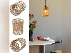 1 Pack Rattan Lamp Shade Small, Boho Hanging Light Shades Vintage Pendant Light Shade Replacement, Cylinder Woven LampShades for Floor Lamps Pendant Light Chandelier Wall Sconces Light Fixture Shades 13