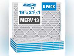 Aerostar 19 7/8 x 21 1/2 x 1 MERV 13 Pleated Air Filter, AC Furnace Air Filter, 6 Pack (Actual Size: 19 7/8"x21 1/2"x3/4") 59