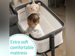 AMKE Baby Bassinets,Bedside Sleeper for Baby for Newborn, Easy Folding Bassinet for Baby and Safe Co-Sleeping,Adjustable Portable Baby Crib Bed,Travel Bag Included 90