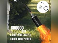 High Output 800,000 BTU Propane Torch Kit with Turbo-Blast Trigger, Self-Ignition, 10FT Hose, and Storage Bag - Ideal for Efficient Weed Control, Professional Roofing, and Melting Projects, Black 27