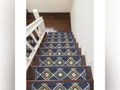 Blue 9 in. X 28 in. Non-Slip Stair Tread Cover Polypropylene Latex Backing (Set of 7) Stair Rugs 69