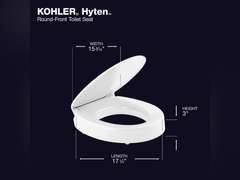 KOHLER Hyten Plastic White Round Soft Close Toilet Seat 50