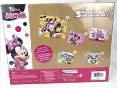 Disney Minnie Mouse 5 Wood Jigsaw Puzzles in Wood Storage Box 14