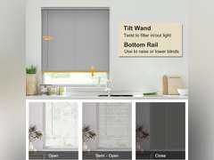 LazBlinds No Tools No Drill 1" Vinyl Mini Blinds, Cordless Blinds for Windows, Light Filtering Horizontal Window Blinds & Shades, 20" W x 48" H, Grey 30
