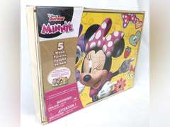 Disney Minnie Mouse 5 Wood Jigsaw Puzzles in Wood Storage Box 14