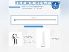 Bokon 4 Pcs Blinds Wand Replacement with Hook and Handle White Fiberglass Long Vertica Blind Wand for Windows Curtain Door Shades Opener Accessory (36 Inch) 36