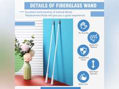 Bokon 4 Pcs Blinds Wand Replacement with Hook and Handle White Fiberglass Long Vertica Blind Wand for Windows Curtain Door Shades Opener Accessory (36 Inch) 36