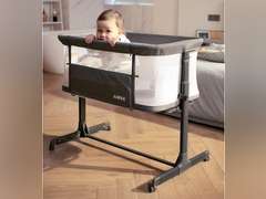 AMKE Baby Bassinets,Bedside Sleeper for Baby for Newborn, Easy Folding Bassinet for Baby and Safe Co-Sleeping,Adjustable Portable Baby Crib Bed,Travel Bag Included 90