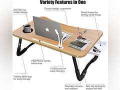 ICARE Laptop Bed Desk, Portable Foldable Laptop Lap Desk Tray Table with USB Charge Port/Cup Holder/Storage Drawer, for Bed/Couch/Sofa Working, Reading(similar model) 34