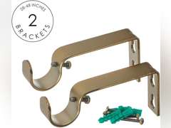 Ivilon Drapery Window Curtain Rod - End Cap Style Design 1 Inch Pole. 28 to 48 Inch Color Warm Gold 25
