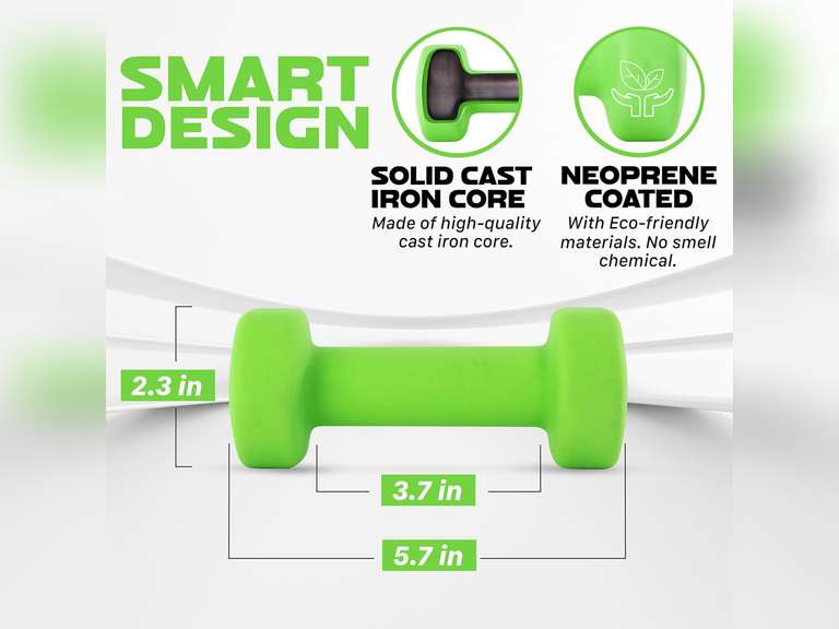 Yes4All Neoprene Coated Dumbbell Hand Weight Sets of 2 - Multiple Weight Options with 15 Colors, Anti-roll, Anti-Slip, Hexagon Shape 16