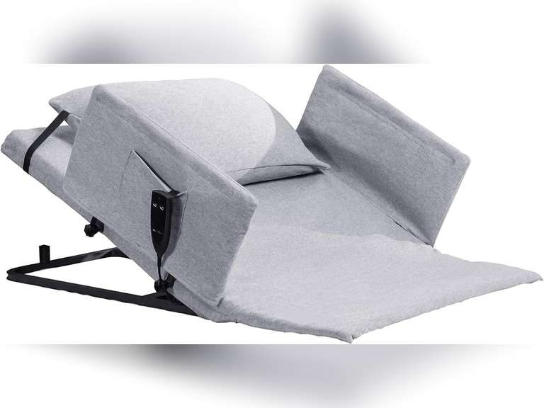 Electric Power Lifting Adjustable Bed Back Rest for Patient Back Lumbar Support, Assist Elderly to Get Out of Bed Easily, Removeable Bedrails with Pocket, 300lbs Capacity 309