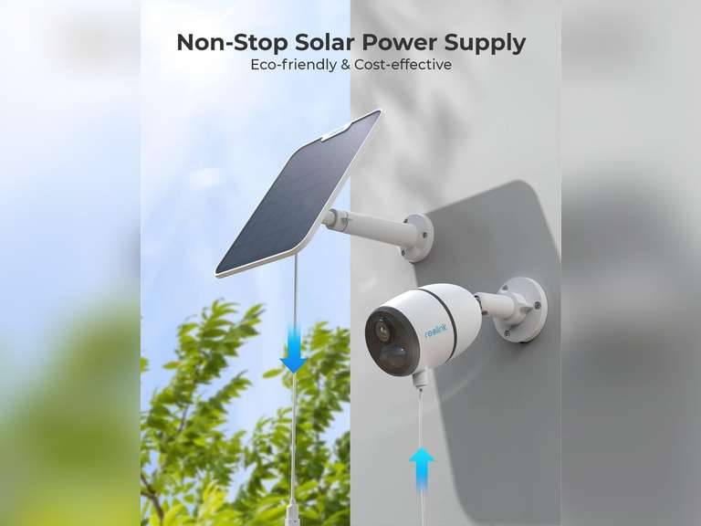 REOLINK 6W Solar Panel White, Non-Stop Solar Power Supply for All Wireless Battery Camera, Trackmix/Argus PT/Go PT Ultra, Waterproof, Adjustable Mount, 4 Meters Cable(Only Use for Battery Cameras) (Max Power:3.2W) 40