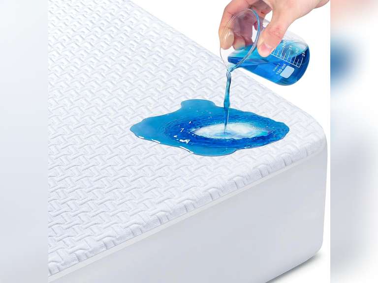 Waterproof Mattress Protector Hypoallergenic Cooling Mattress Cover 3D Breathable Noiseless Soft Bamboo Fabric Bed Cover, 8-21' Deep Pocket, Machine Washable Vinyl Free (White, Queen) 20