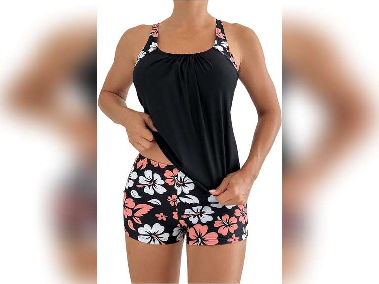SOLY HUX Women's Tankini Swimsuits 2 Piece Floral Swim Tank Top with Shorts Bathing Suits Summer Beachwear size xl 29