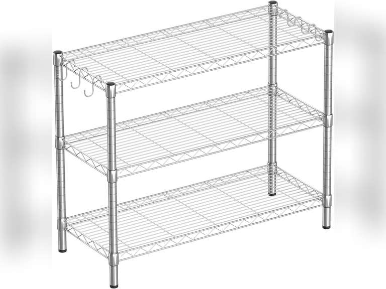 3-Shelf Adjustable Metal Shelf Wire Shelving Storage Rack for Office ...